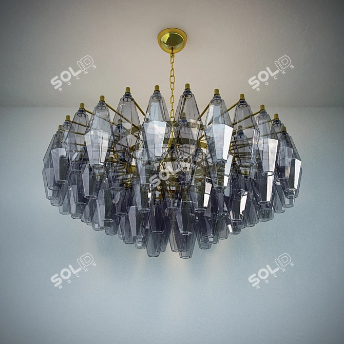 Venini Glass Polyhedral Chandelier 3D model image 1