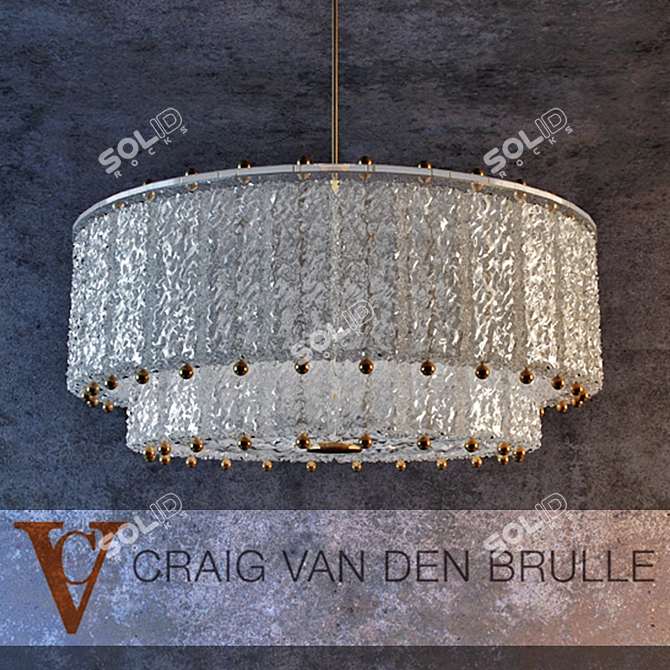 Italian Venini Two Tier Textured Glass Fixture 3D model image 1