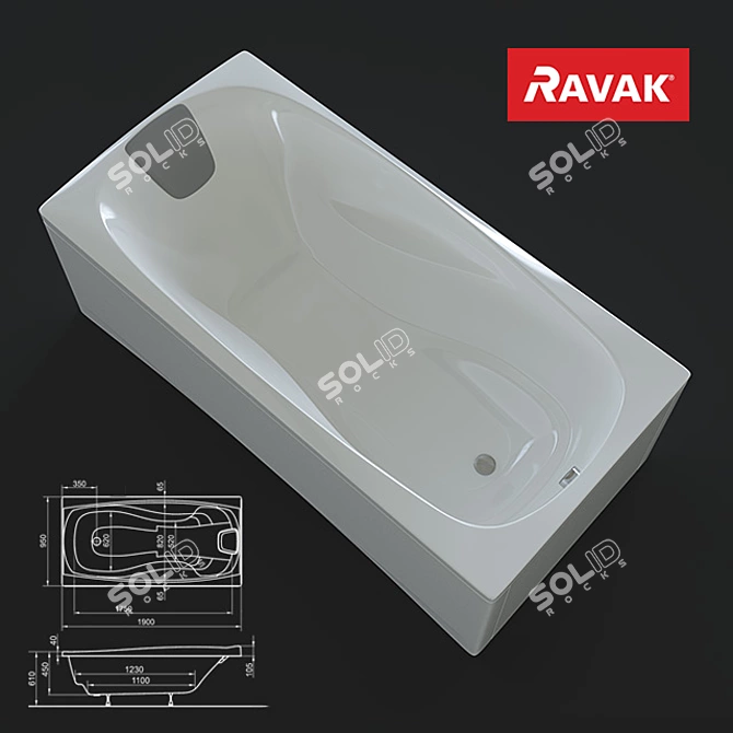 Luxury Extra Large Acrylic Bath 3D model image 1