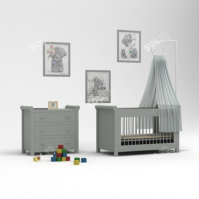 Tartine et Chocolat Children's Furniture Set - Complete with Textures 3D model image 1