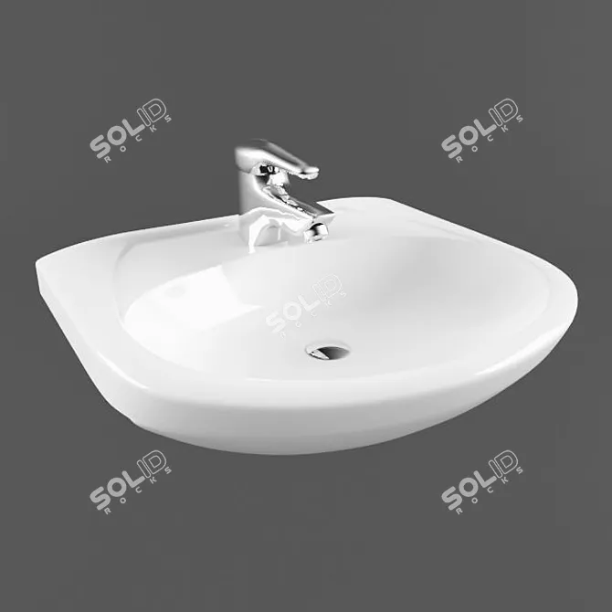 Sleek Epica 60 Washbasin 3D model image 1