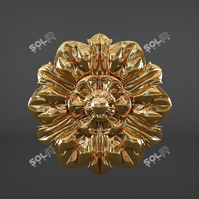 Golden Decorative Molding 3D model image 1