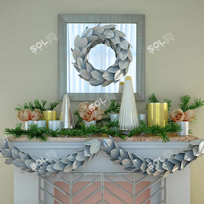 Festive Fireplace: Christmas Decor 3D model image 2