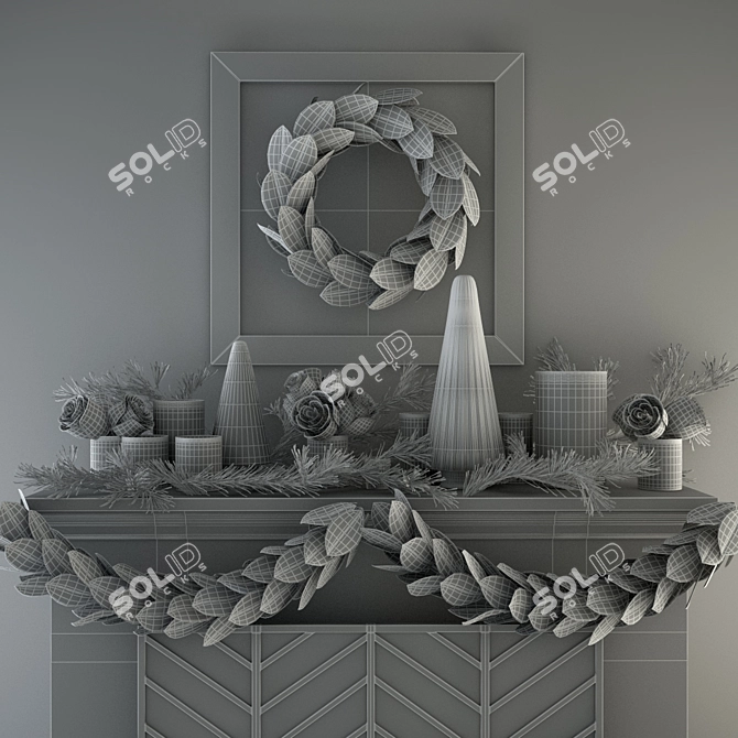 Festive Fireplace: Christmas Decor 3D model image 3