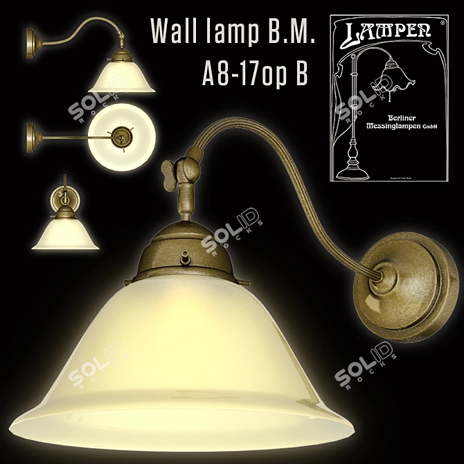 Elegant Opal Wall Lamp 3D model image 1