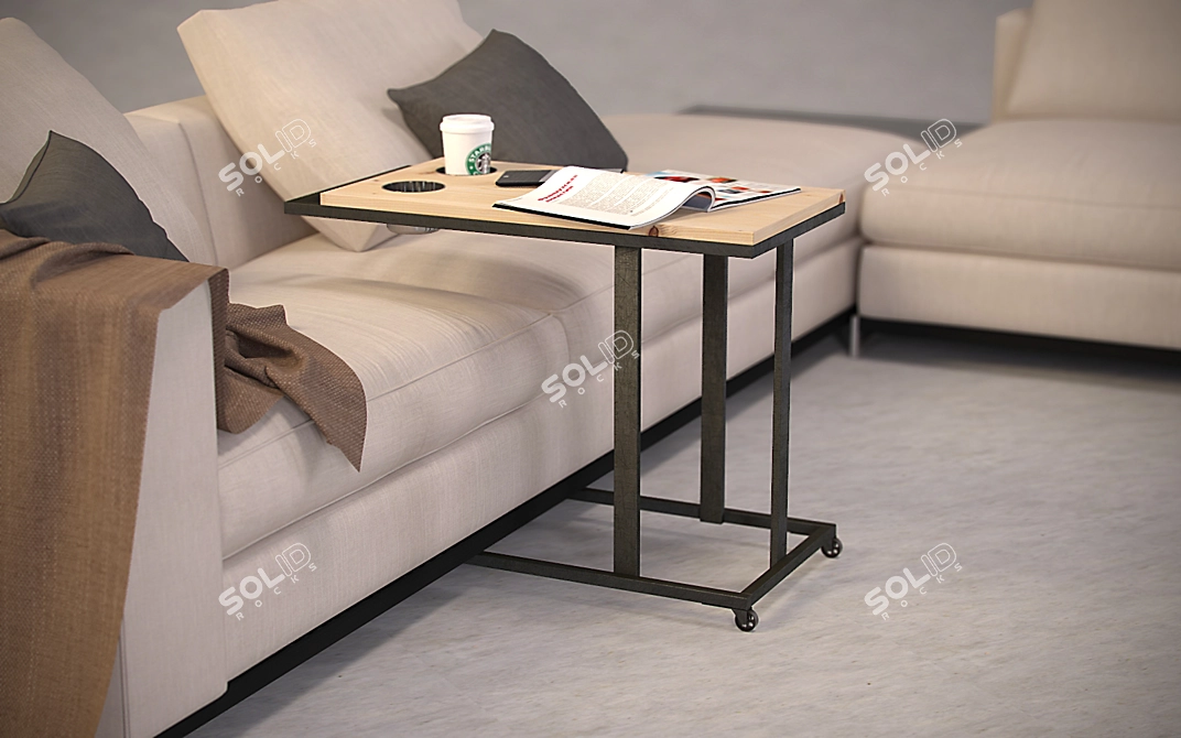 Modern Industrial Loft Style Side Table 3D model image 2
