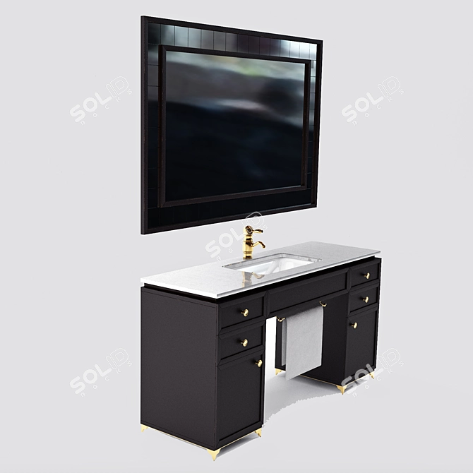 Elegant Vintage Washbasin 3D model image 1