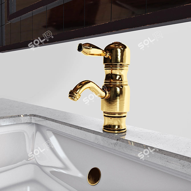 Elegant Vintage Washbasin 3D model image 2