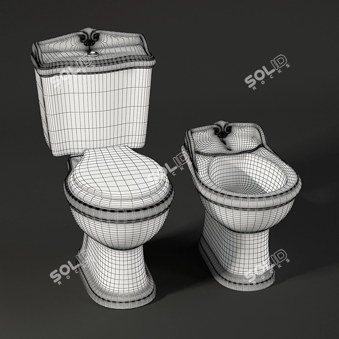 Victorian Style WC & Bidet 3D model image 3