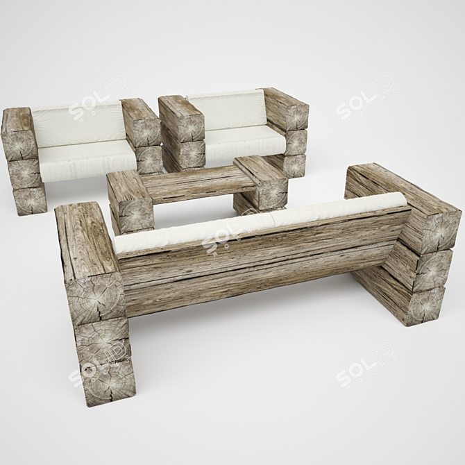 Swiss Chalet Log Furniture Set 3D model image 2