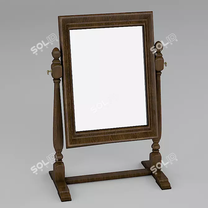 Elegant Oak Floor Mirror 3D model image 1