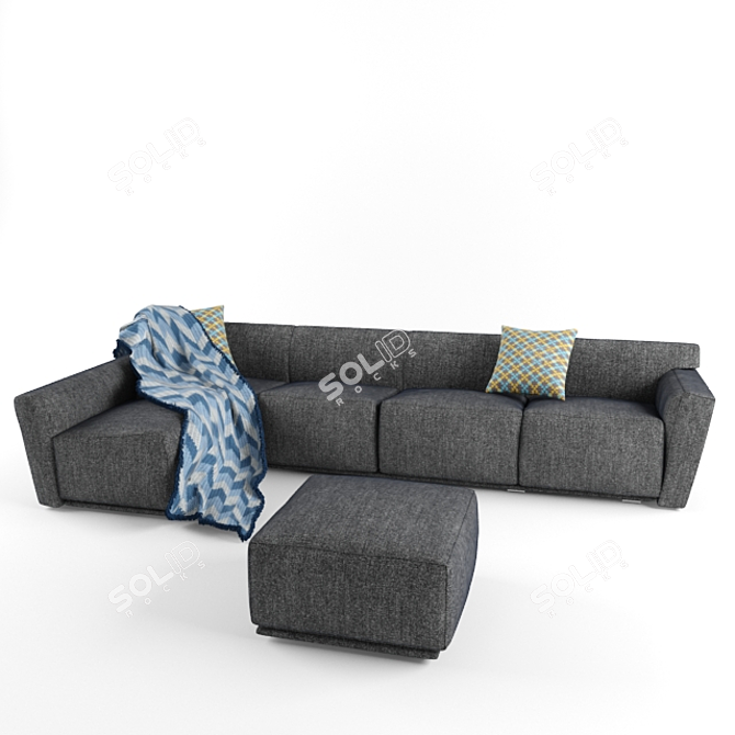 Comfortable Velvet Sofa 3D model image 1