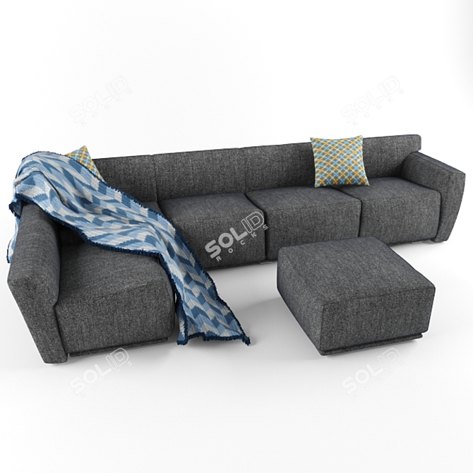 Comfortable Velvet Sofa 3D model image 2