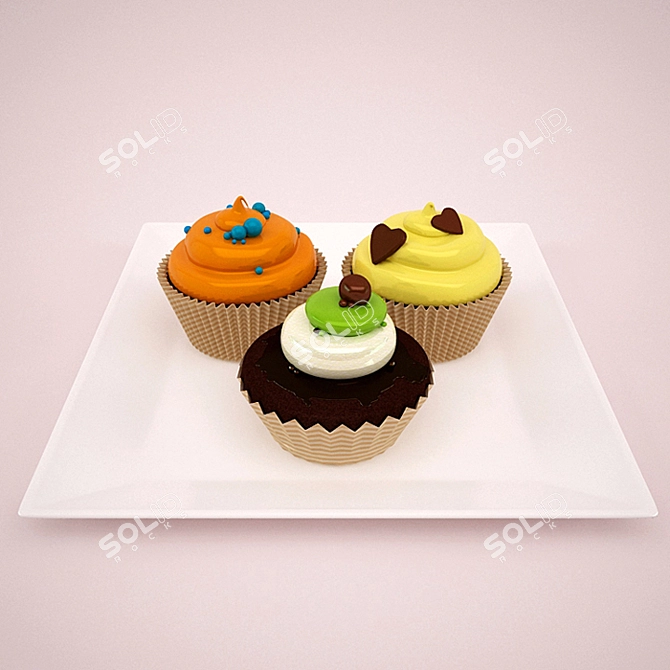 Delicious Cream-filled Cupcakes 3D model image 1