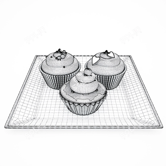 Delicious Cream-filled Cupcakes 3D model image 3