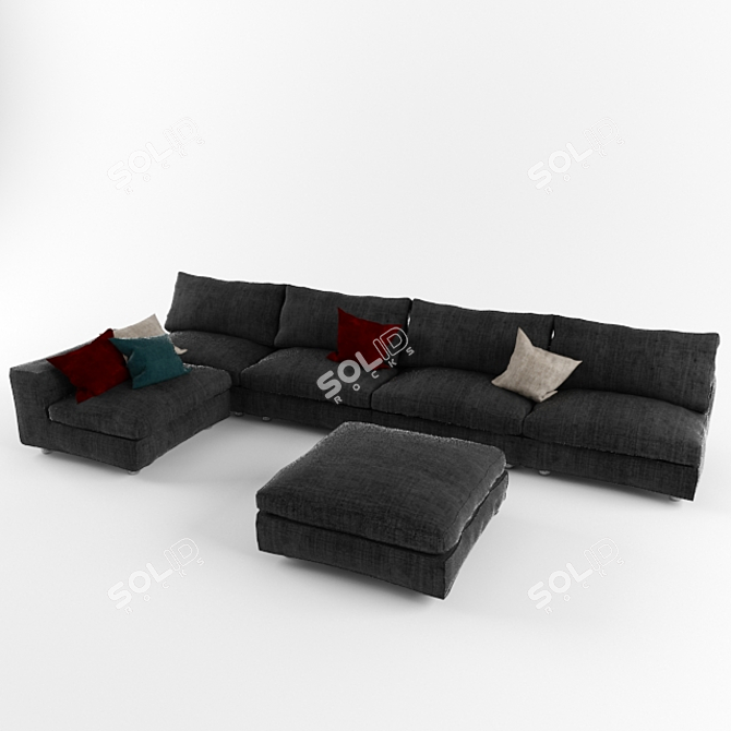 Cozy Comfort Velvet Sofa 3D model image 1