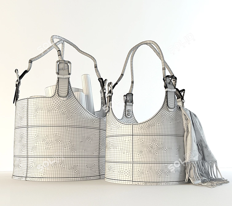 Gunmetal Leather Totes - Set of 2 3D model image 3