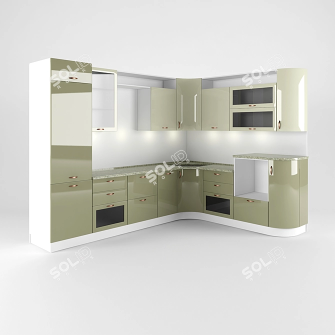 Elegant Kitchen Set 3D model image 1