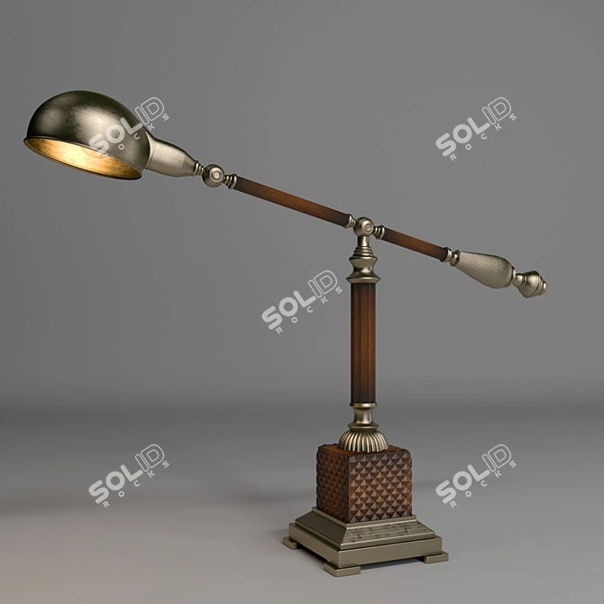 Adjustable Wooden and Metal Swing Arm Lamp 3D model image 1