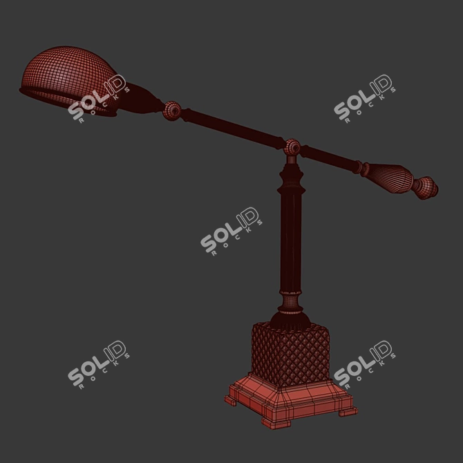 Adjustable Wooden and Metal Swing Arm Lamp 3D model image 2