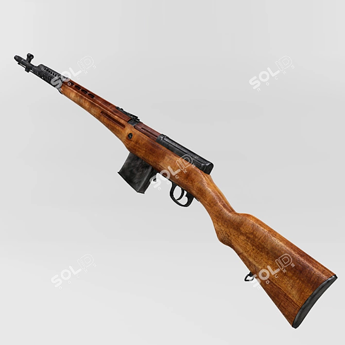 WWII Soviet Self-loading Rifle (SVT-40) 3D model image 2