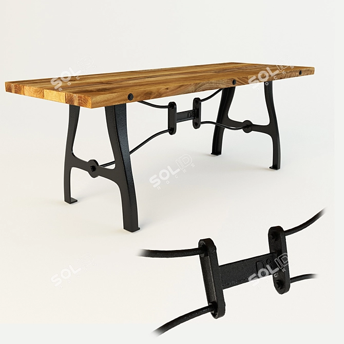 Rustic V4 Dining Table 3D model image 1