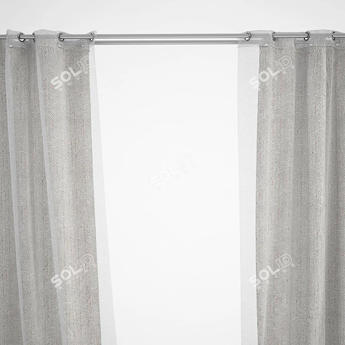 Luxurious Ring-Topped Curtains 3D model image 3