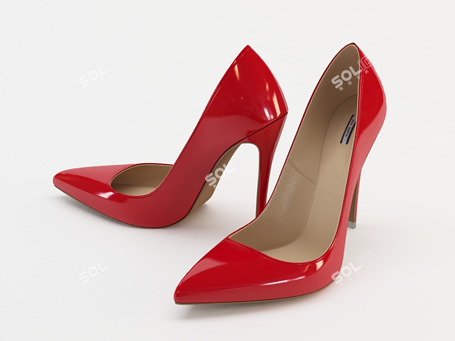 Handcrafted Red Women's Shoes by IREN VARTIK 3D model image 1