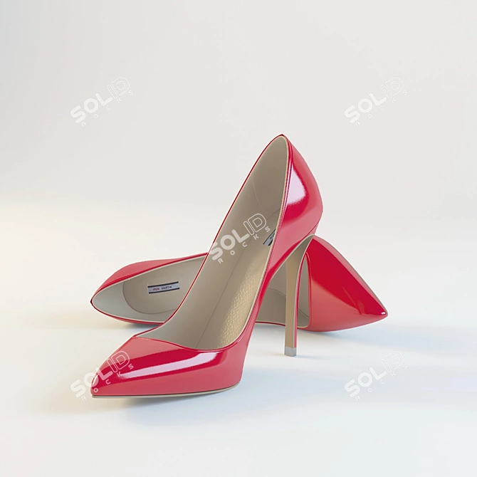 Handcrafted Red Women's Shoes by IREN VARTIK 3D model image 2