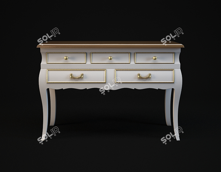 Classic Flailife Console with Carved Details 3D model image 1