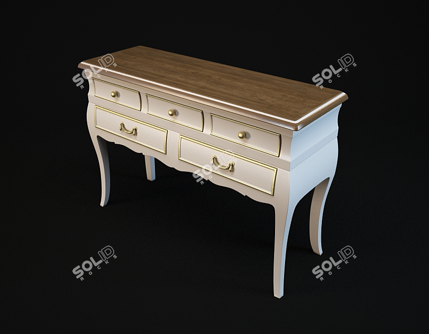 Classic Flailife Console with Carved Details 3D model image 2