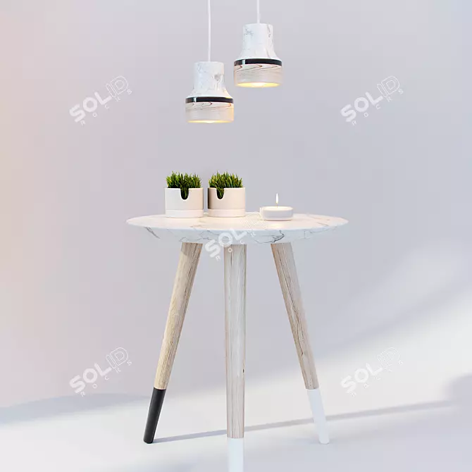 Elegant Lamp and Table Set 3D model image 1