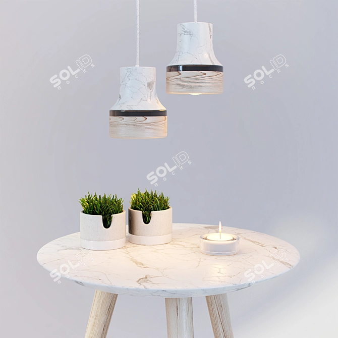 Elegant Lamp and Table Set 3D model image 2