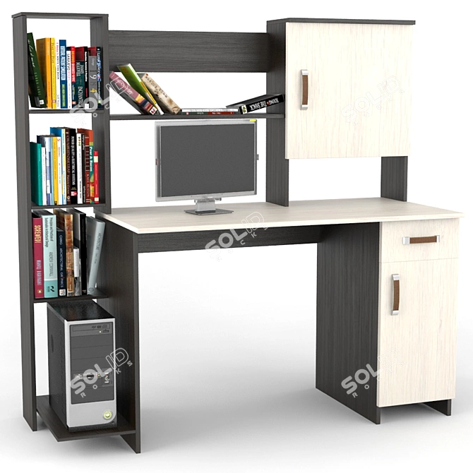 Dynasty Factory Computer Desk 3D model image 1