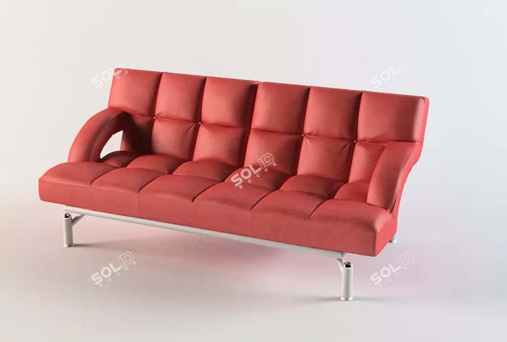 Versatile Sofa Fantasy: Adjustable Backrest, Sleek Metal Base 3D model image 1