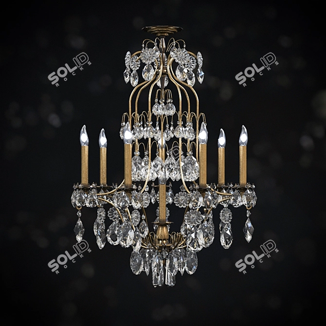 Elegant Crystal Metal Chandelier 3D model image 1