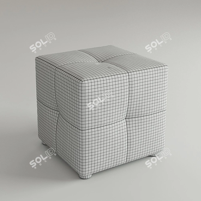Multi-Color Ottoman with Leather Accents 3D model image 2