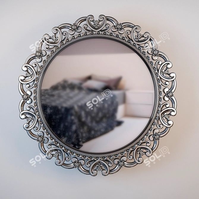 Silver Round Mirror 3D model image 1