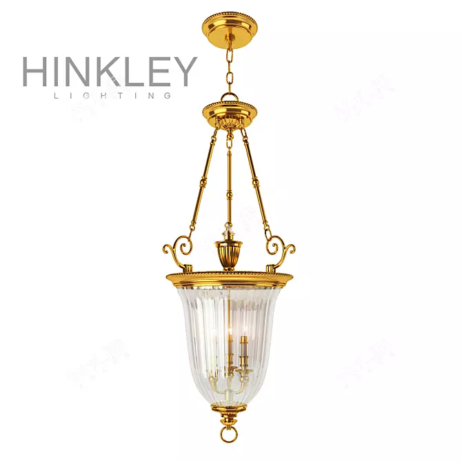 Elegant Cambridge Chandelier in Burnished Brass 3D model image 1