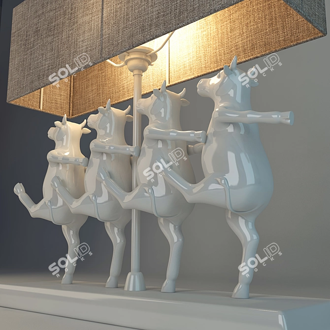 Whimsical Dancing Cow Sculpture 3D model image 2