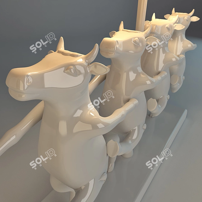 Whimsical Dancing Cow Sculpture 3D model image 3