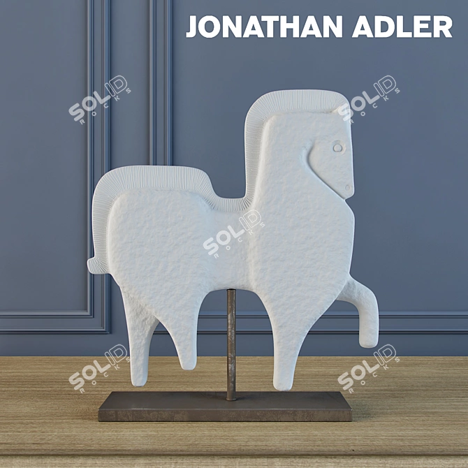 Elegant Prancing Horse Sculpture 3D model image 1