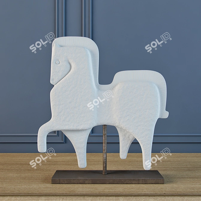 Elegant Prancing Horse Sculpture 3D model image 2