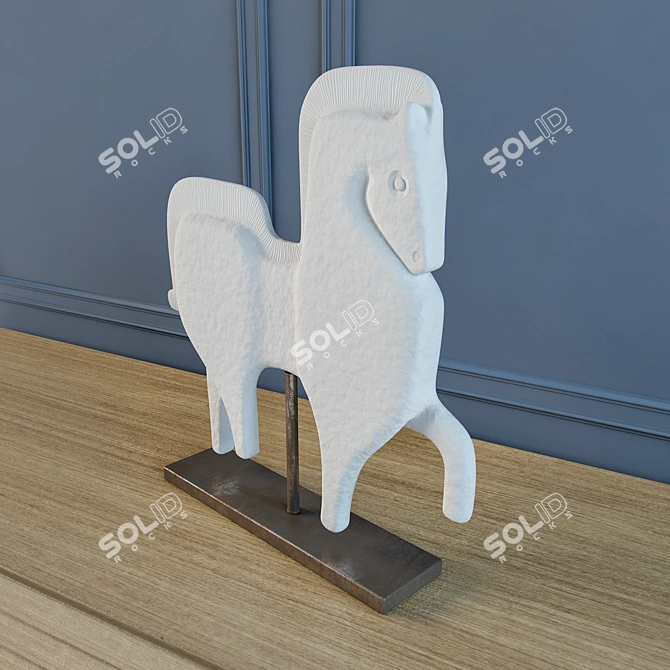 Elegant Prancing Horse Sculpture 3D model image 3