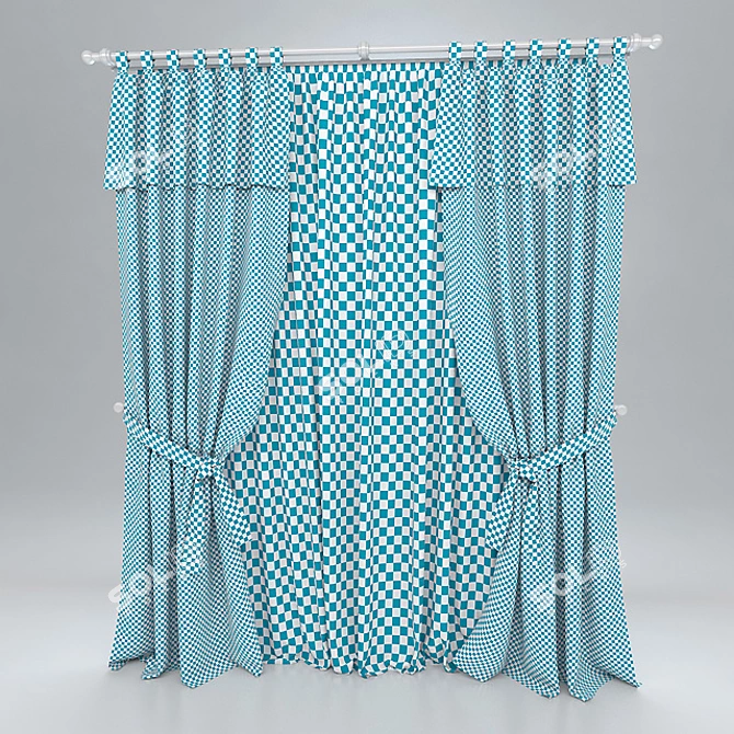 Colorful Kids' Curtain with Tiebacks 3D model image 2