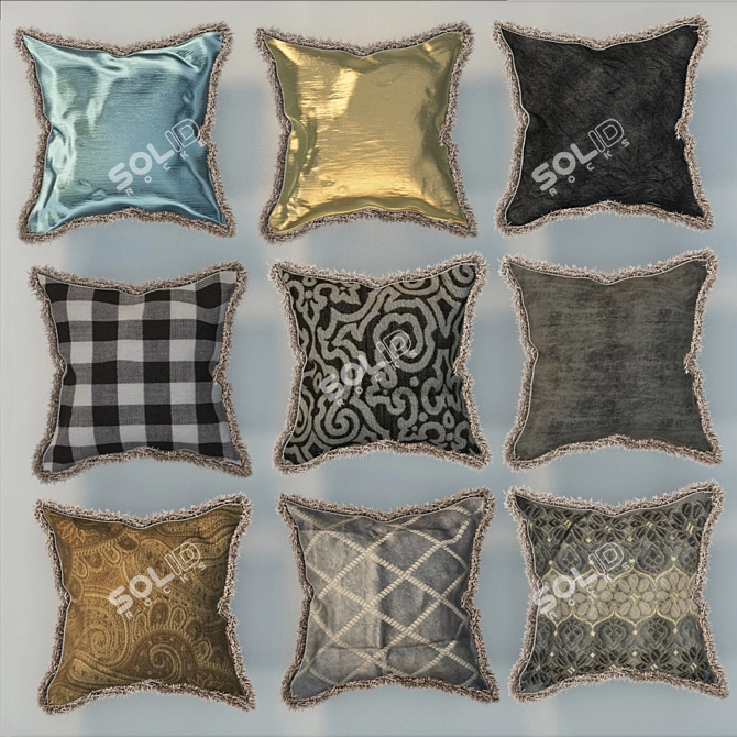 Adjustable Vray Fur Pillows 3D model image 1