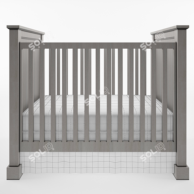 Elegant Marlowe Panel Cribs 3D model image 2