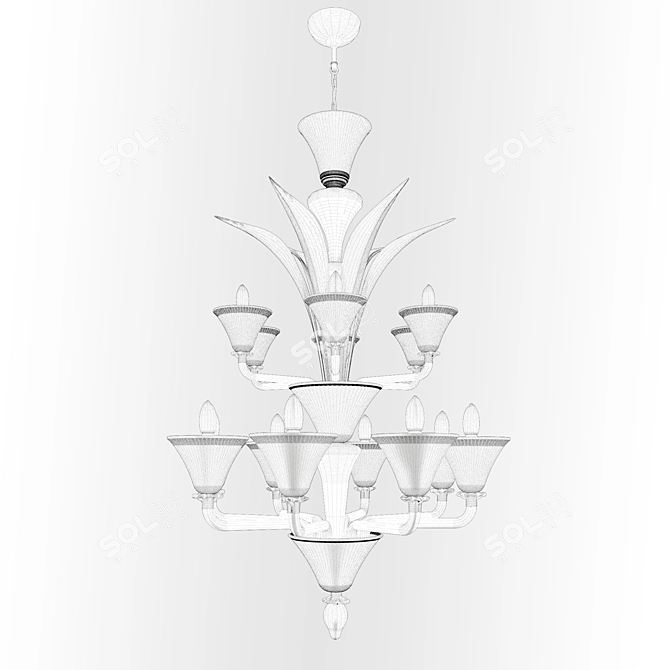 Elegant Murano Glass Chandelier 3D model image 2