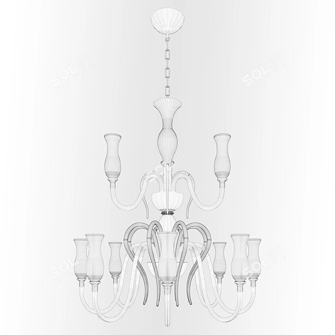 Elegant 6+3-Light Murano Chandelier 3D model image 2