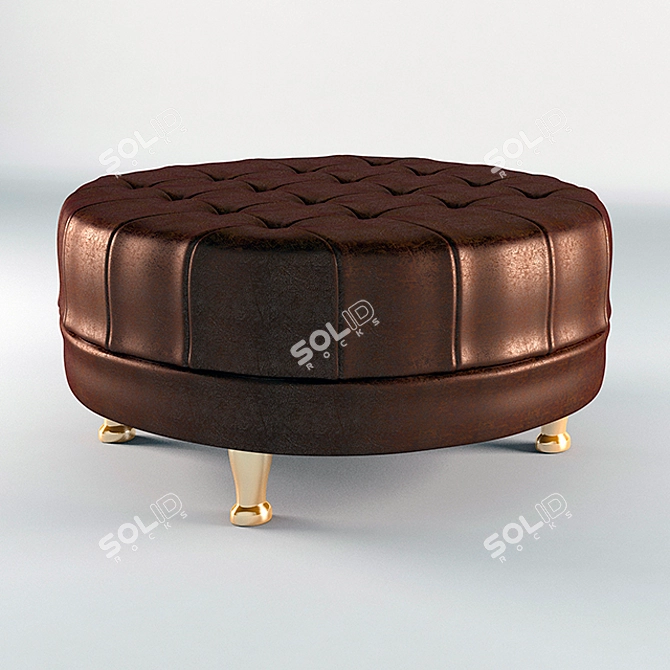 Moycor Confort Round Ottoman - Luxurious Velvet Upholstery 3D model image 2